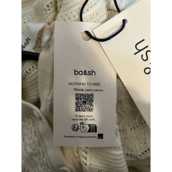 NWT Ba&sh Women's Vinnie Off-White Crotchet Pullover Jumper Cardigan-Size 1/S - Picture 10 of 11